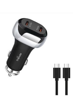 تراندز شاحن سيارة تراندز USB C من النوع C، 50 وات، 2 منفذ، محول من النوع C، محرك الطاقة lll بسبب توصيل الطاقة لهاتف iPhone 16/15 ........  - Image 1