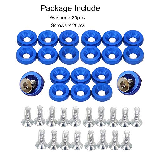 OUHL 20PCS Aluminum Fender Bumper Washers M6x20mm CNC Billet Bolt Engine Dress Up Kits (Blue) - Image 2