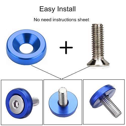 OUHL 20PCS Aluminum Fender Bumper Washers M6x20mm CNC Billet Bolt Engine Dress Up Kits (Blue) - Image 3