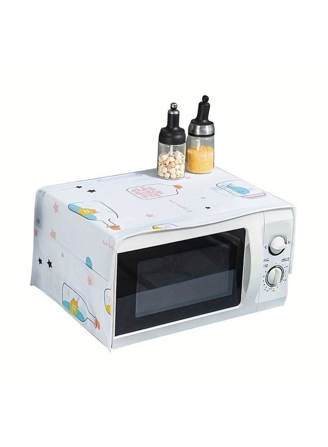 Bottle Color Cartoon Cat Microwave Oven Dust Cover With Washable Storage Pockets - Image 1