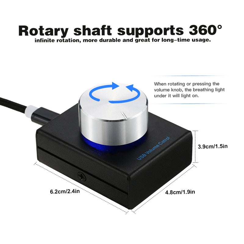 USB Volume Control Computer Speaker Audio Volume Controller Adjuster with One Key Mute Function PC Volume Controller USB Volume Knob - Image 4