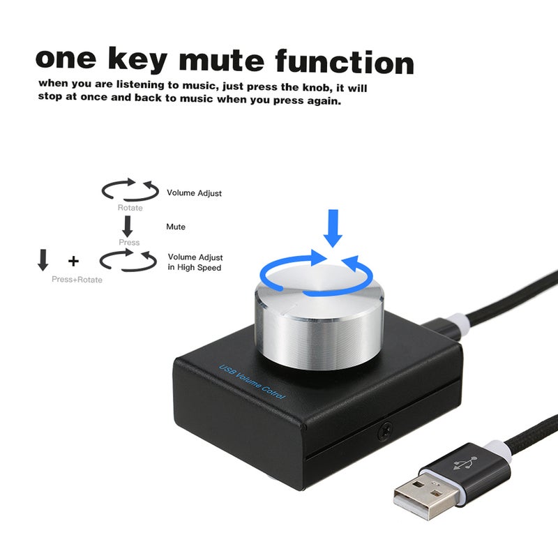 USB Volume Control Computer Speaker Audio Volume Controller Adjuster with One Key Mute Function PC Volume Controller USB Volume Knob - Image 3
