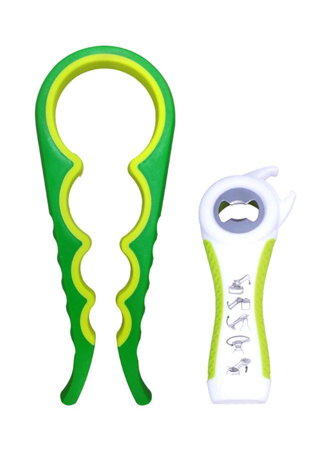 NIBEMINENT 2-Piece Multi-Function Bottle And Jar Opener Green/White/Yellow 