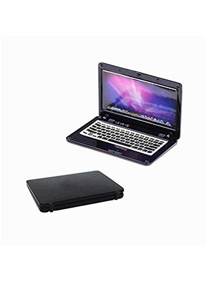 EatingBiting EatingBiting 2 Pack 1:12 Mini House Miniature Home Living Room Mini Laptops Notebook Computers Screen Mini Laptop Miniature Scene Model Scale Accessories Black + Silver - Image 3