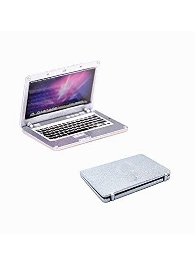 EatingBiting EatingBiting 2 Pack 1:12 Mini House Miniature Home Living Room Mini Laptops Notebook Computers Screen Mini Laptop Miniature Scene Model Scale Accessories Black + Silver - Image 4