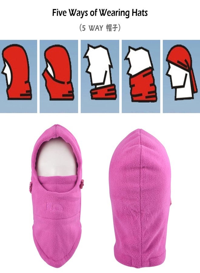 تراي وندر قبعة شتوية للأطفال من TRIWONDER، قناع تزلج بالاكلافا للأولاد والبنات الصغار، مقاوم للرياح، قابل للتعديل، قناع للوجه وتدفئة للرقبة في الطقس البارد (أحمر وردي 2) - Image 5