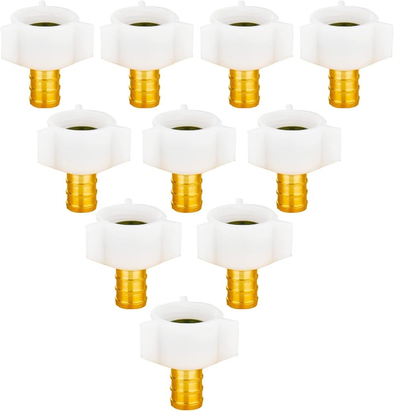 WHK Pex Adapters 1/2 inch X 1/2 inch Plastic Tubing Fittings Pipe Female NPT Swivel adapter Brass Crimp Fitting - LEAD FREE(10Packs) - Image 1