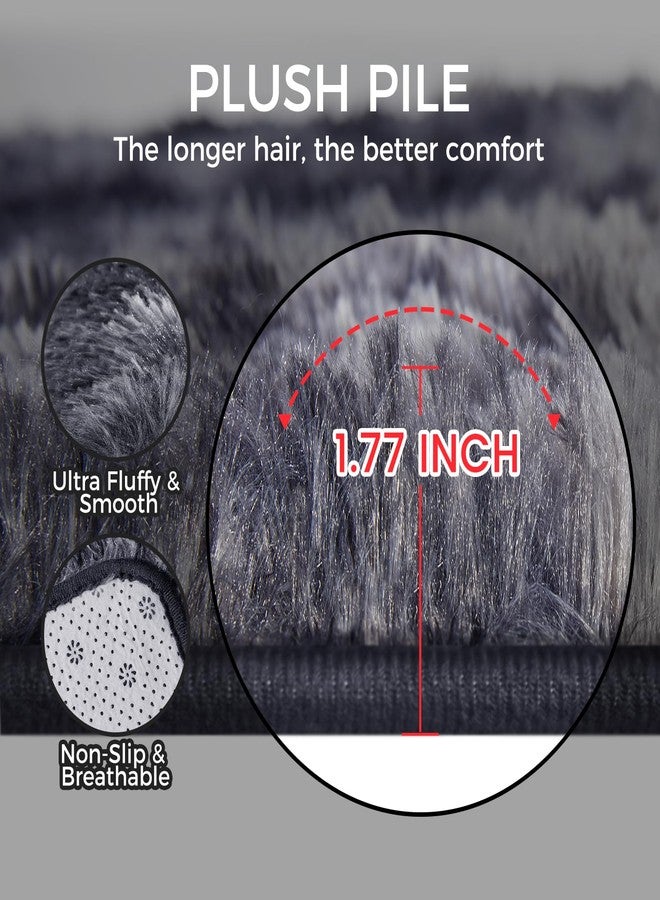 Fairblink Ultra Soft Rug for Living Room, 4X6 Fluffy Shag Area Rug for Bedroom, Modern Shaggy Carpets Fuzzy Rug for Teens Dorm Nursery Home Decor Aesthetic, Upgrade Anti-Skid Durable, Tie Dye Black and Grey - Image 5
