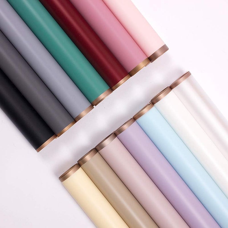 Zarwani Waterproof Plain Golden Border Gift Wrapping Paper Sheet |Korean Bouquet Wrapping| Sheets, Arts & Crafts And Diy To Wrap Christmas Gifts(10 Sheet) (Black), Pack Of 1 - Image 3