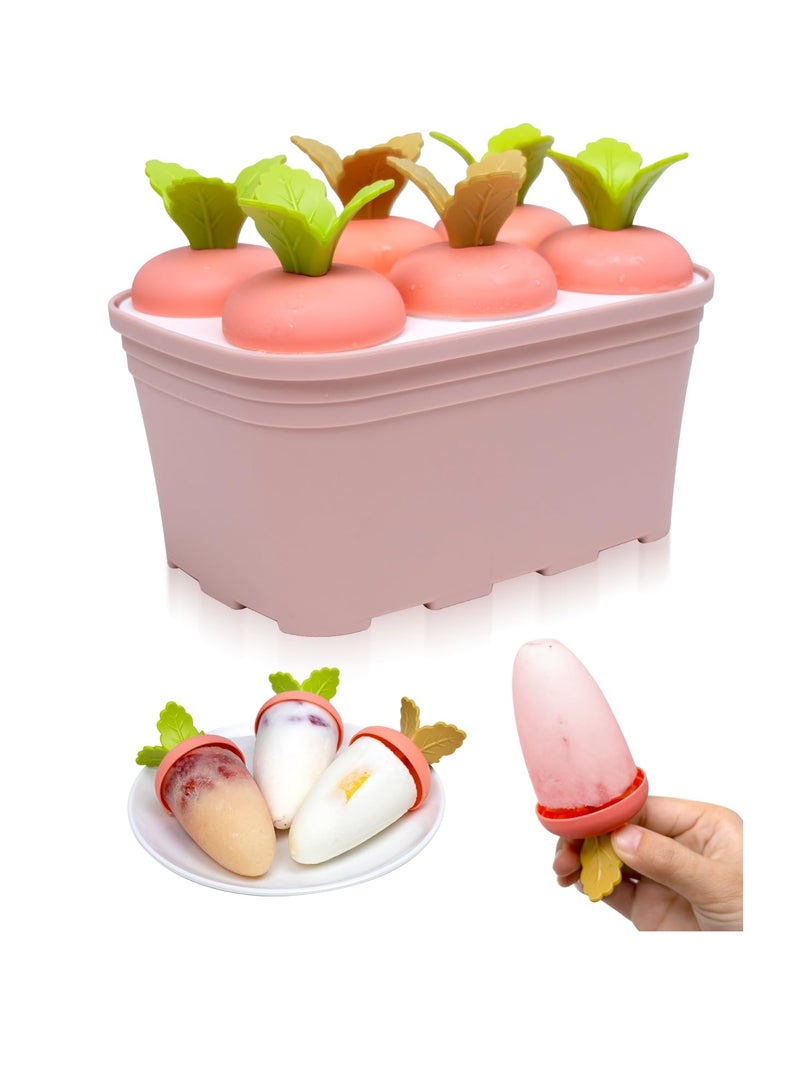 Excefore مجموعة قوالب المصاصات، 6 قطع على شكل جزر، قوالب مصاصة خالية من BPA، قوالب مصاصة سيليكون سهلة الإخراج، صانعة مصاصات منزلية قابلة لإعادة الاستخدام، وردي - Image 1