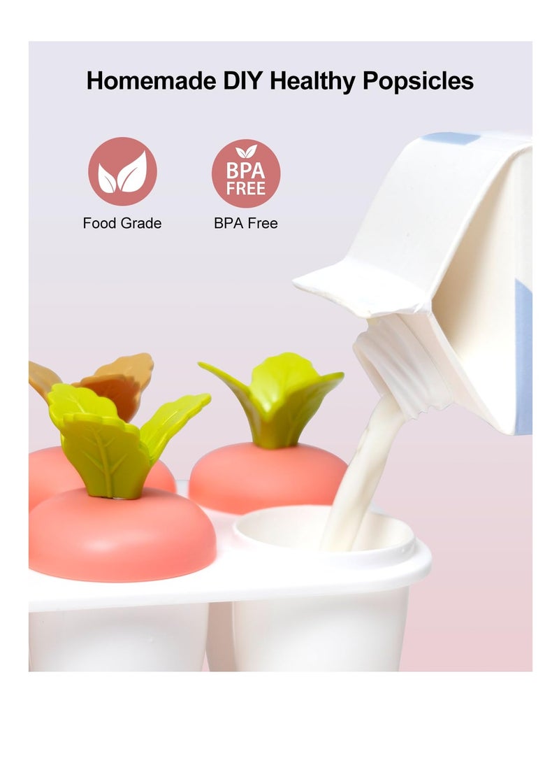 Excefore مجموعة قوالب المصاصات، 6 قطع على شكل جزر، قوالب مصاصة خالية من BPA، قوالب مصاصة سيليكون سهلة الإخراج، صانعة مصاصات منزلية قابلة لإعادة الاستخدام، وردي - Image 2