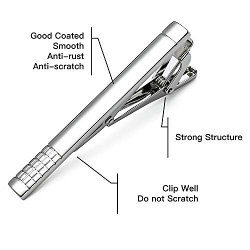 MOZETO Tie Clips for Men, Classic Style Silver Tie Bar Set for Regular Ties Luxury Box Gift Ideas - Image 2