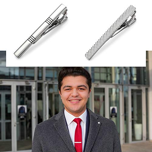 MOZETO Tie Clips for Men, Classic Style Silver Tie Bar Set for Regular Ties Luxury Box Gift Ideas - Image 4