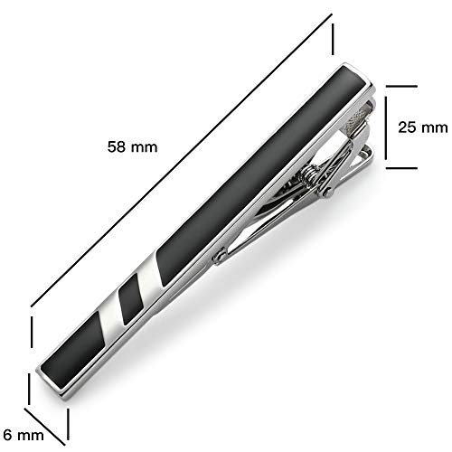 MOZETO Tie Clips for Men, Classic Style Silver Tie Bar Set for Regular Ties Luxury Box Gift Ideas - Image 3