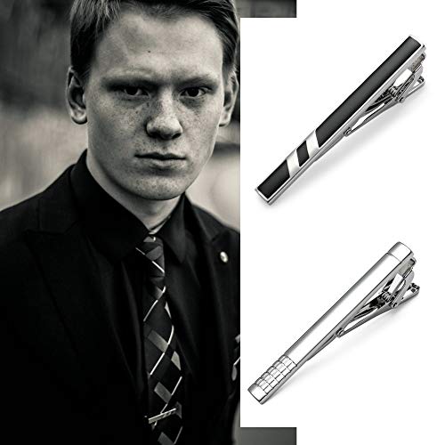 MOZETO Tie Clips for Men, Classic Style Silver Tie Bar Set for Regular Ties Luxury Box Gift Ideas - Image 5
