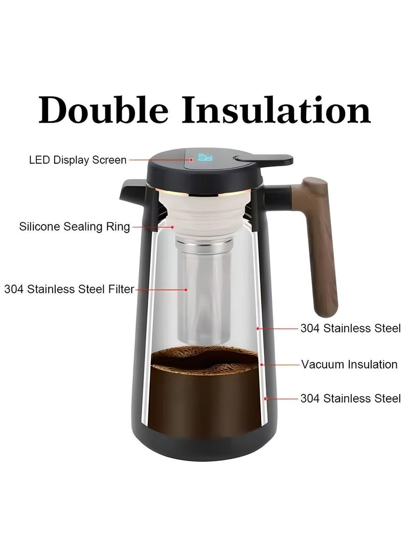 Dxmocos 1680ML Stainless Steel Vacuum Flask Thermal Insulated Jug – Double-Walled Coffee Carafe Tea Water Pot with Temperature Display, Black - Image 5