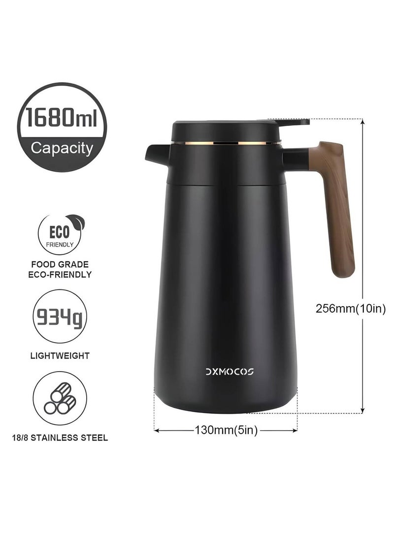 Dxmocos 1680ML Stainless Steel Vacuum Flask Thermal Insulated Jug – Double-Walled Coffee Carafe Tea Water Pot with Temperature Display, Black - Image 4