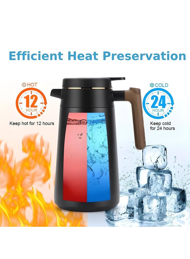 Dxmocos 1680ML Stainless Steel Vacuum Flask Thermal Insulated Jug – Double-Walled Coffee Carafe Tea Water Pot with Temperature Display, Black - Image 3