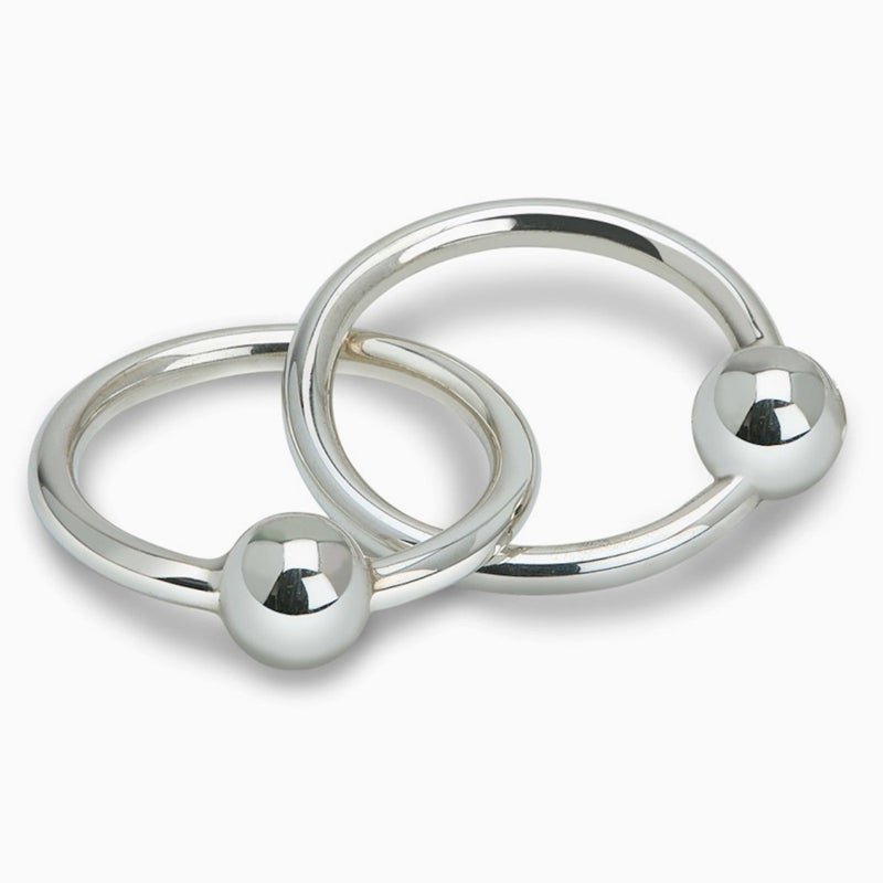 Krysaliis 925 Sterling Silver Teether Rattle Two Ring Newborn Baby Boy and Baby Girl Gift Nontarnishing and Durable Packaged in a Beautiful Gift Box