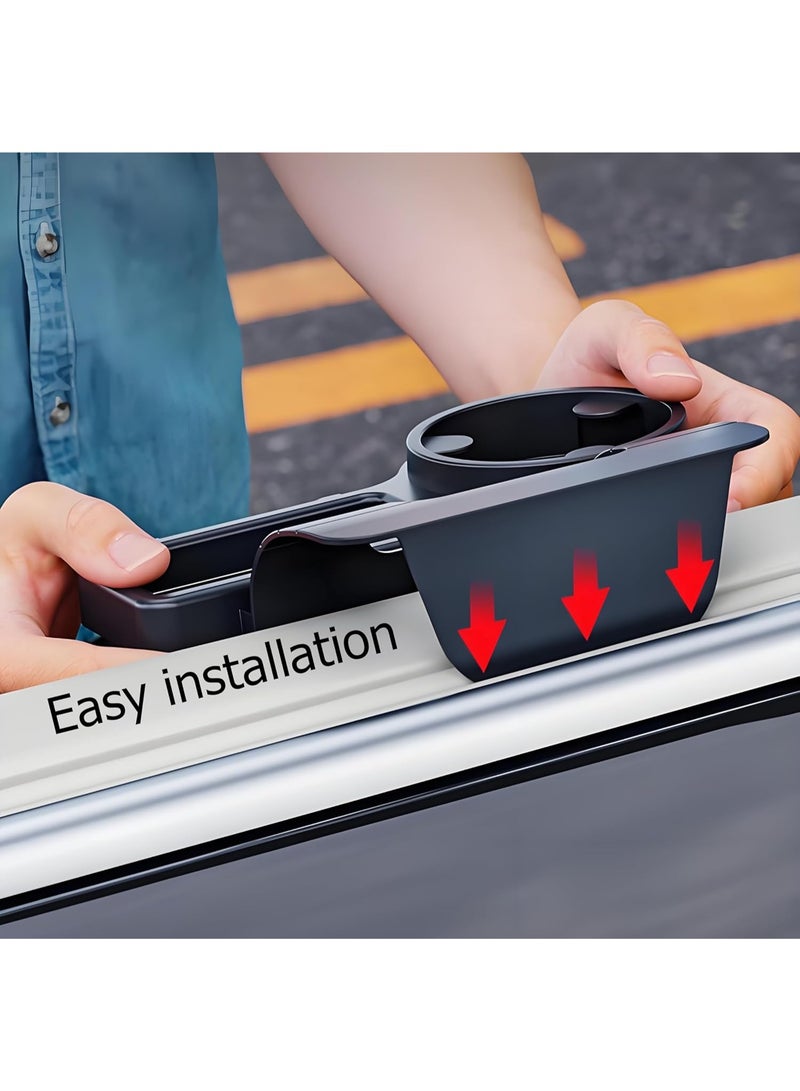 4-in-1 Car Window Organizer - Clip-On Cup Holder & Phone Mount with Hooks | No Drill Universal Fit for SUV/Truck/Sedan | Slide-Free Installation - Image 4