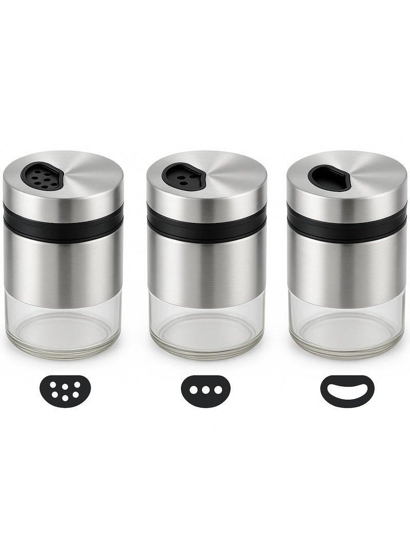 Earss Premium 9-Piece Spice Jar Set with Wooden Rack – 3 Glass Canisters, 4 Cruet Jars, 2 Oil Bottles with SS Coating – Airtight Lids, Modern Stainless Steel Design for Kitchen Storage & Organization - Image 5