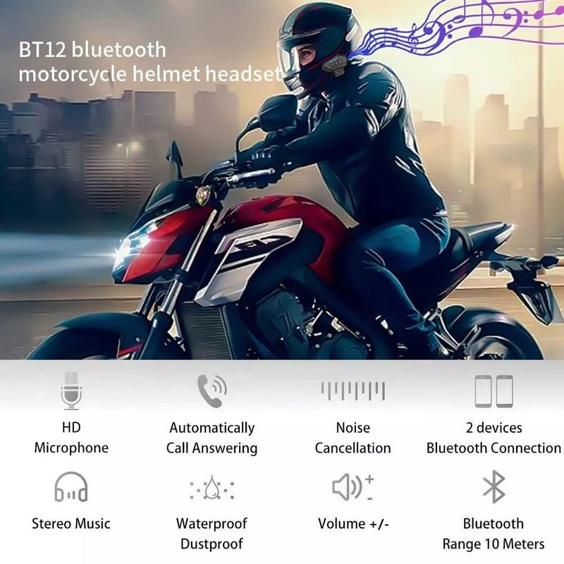 Cubonic سماعة BT12 اللاسلكية على الأذن مع ميكروفون، (تدعم iOS و Android) متوافقة مع جميع أنواع الخوذات تقريبا - Image 5