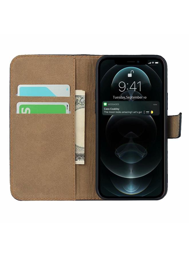 Zaboon Case For iPhone 12 Pro Max Plain Texture Cowhide Leather Horizontal Flip Case with Magnetic Clasp & Holder & Card Slots & Wallet - Image 5