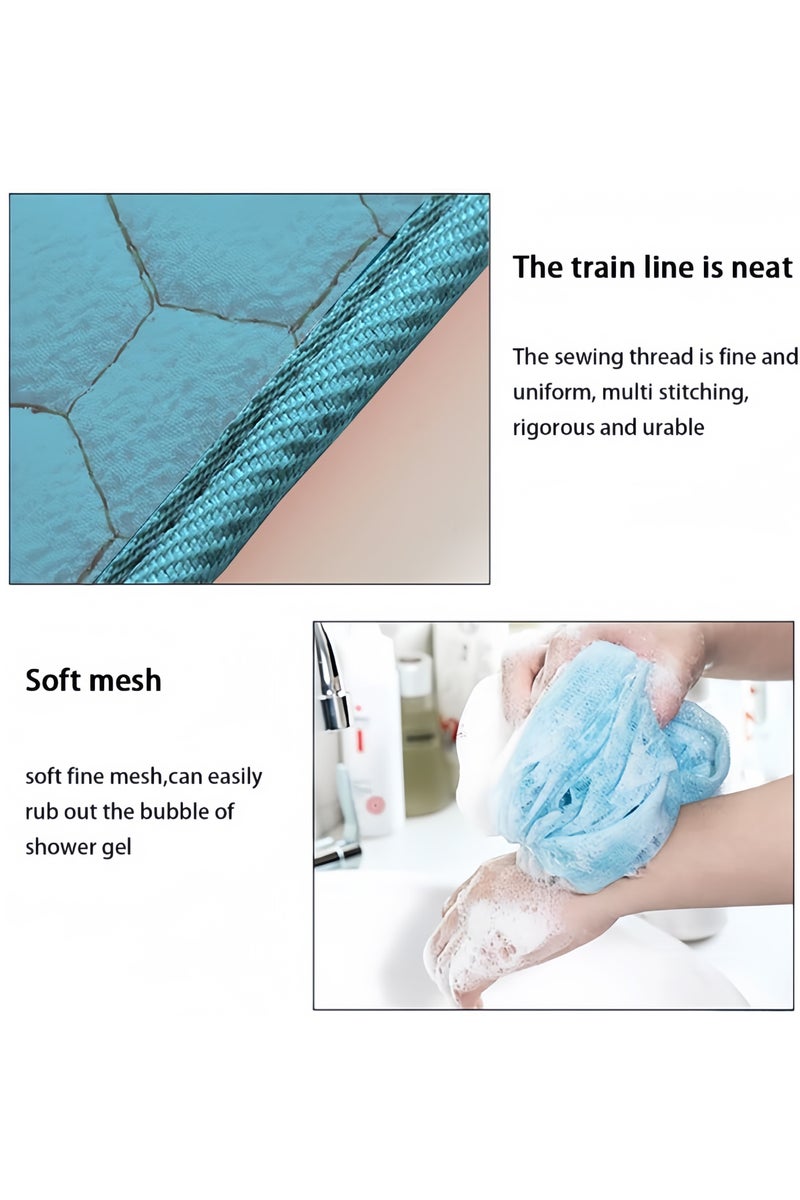 3 Pcs Exfoliating Back Scrubber and Exfoliating Glove and Shower Loofah Set, Body Scrub Portable Shower Towel, Adult Washing and Cleaning Exfoliating Towel (Blue) - Image 4