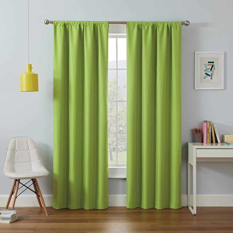 ECLIPSE Kendall Modern Blackout Thermal Rod Pocket Window Curtain for Bedroom or Living Room (1 Panel)  42 X 63  Lime - Image 2