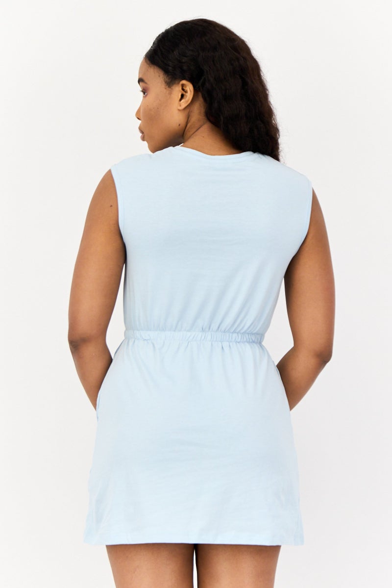 ONLY فستان ميني بسيط للنساء، أزرق فاتح - Image 3