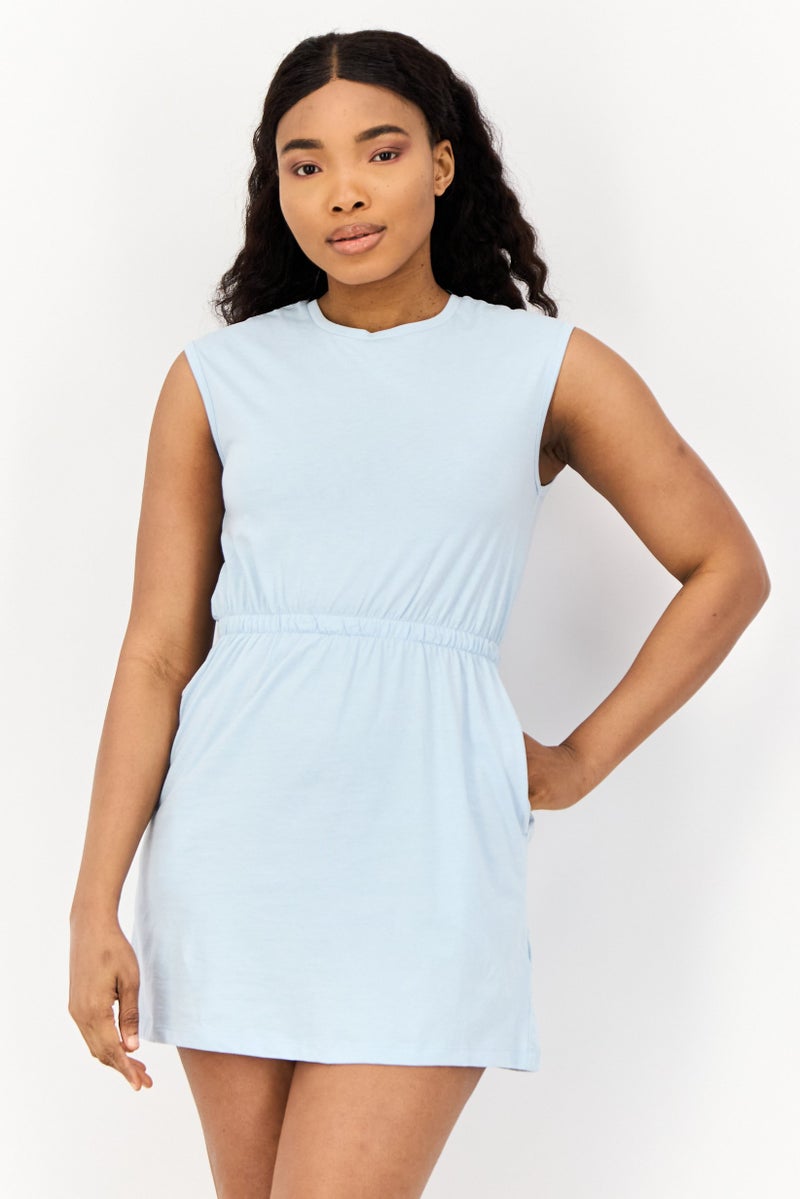 ONLY فستان ميني بسيط للنساء، أزرق فاتح - Image 2