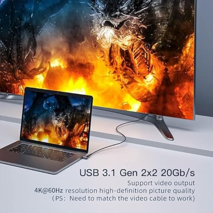 ESSAGER USB C MAGNETIC ADAPTER 24PINS, TYPE C MAGNETIC CONNECTOR SUPPORT PD 100W USB3.1 GEN2X2 20GBPS DATA TRANSFER 4K@60 HZ VIDEO OUTPUT, COMPATIBLE WITH MACBOOK PRO/AIR TYPE C DEVICES - Image 2