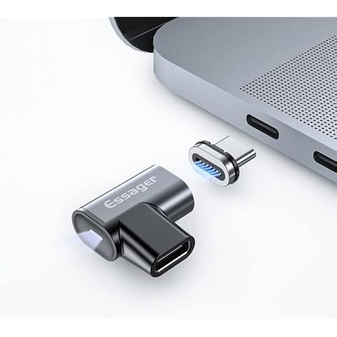 ESSAGER USB C MAGNETIC ADAPTER 24PINS, TYPE C MAGNETIC CONNECTOR SUPPORT PD 100W USB3.1 GEN2X2 20GBPS DATA TRANSFER 4K@60 HZ VIDEO OUTPUT, COMPATIBLE WITH MACBOOK PRO/AIR TYPE C DEVICES - Image 1