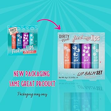 Dirty Works Feed My Lips Lip Balm Set 4 x 4g Lip Salve Tubes Gift Set Various Flavours 4 g Pack of 4 - Image 4