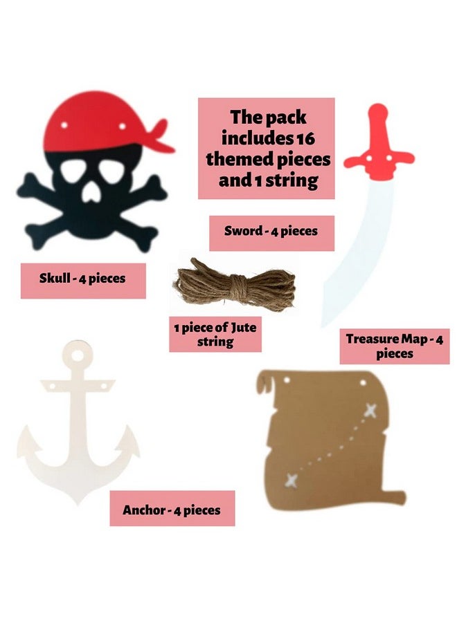 Pinfliers Pinfliers Pirate 5th Birthday Decoration for Boys| Birthday Theme Decor for Boys, Kids| Paper Birthday Banner, Bunting, Streamers| Birthday Backdrop for Decoration | 16 pcs | 71 inches | Multicolor  - Image 2