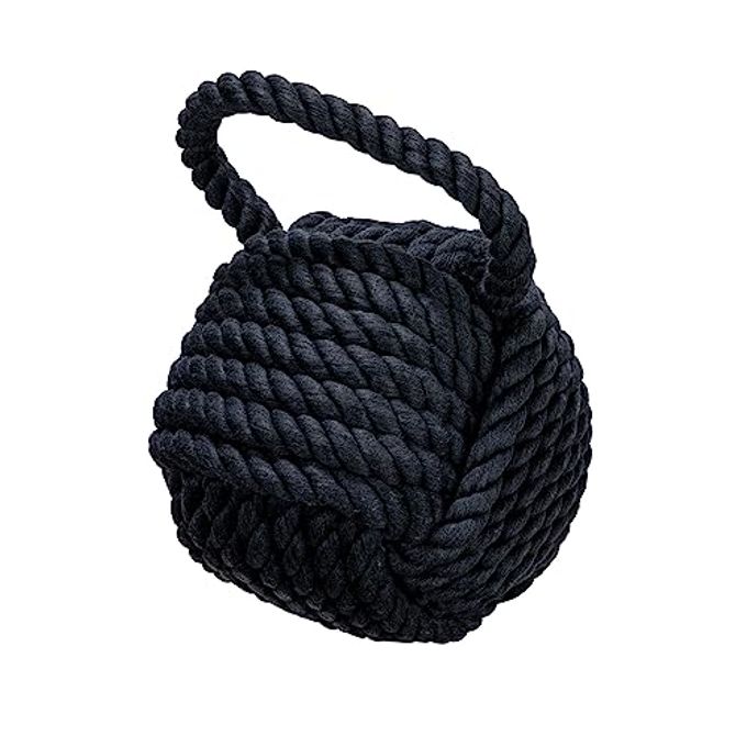 NAUTICAL ROPE KNOT DECORATIVE COTTON DOOR STOP BLACK