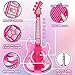MOEAWS Kids Guitar and Microphone Set Microphone with Stand and Color Light Toy Guitar with Strap and Adjustable Volume Toddler Musical Instrument for 59 Kids Karaoke Machine for Boy Girls Pink - Image 4