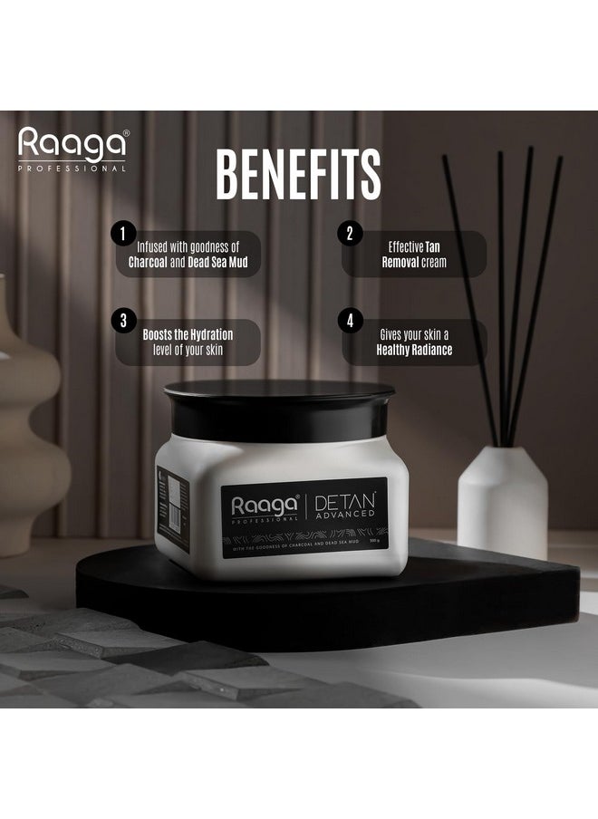 RAAGA PROFESSIONAL - De-Tan Advanced Pack | Dead Sea Mud, Charcoal, Lactic Acid & Arbutin | Peroxide, Hydroquinone & Sulphate Free Detan Face Pack (500Gm) - Image 1