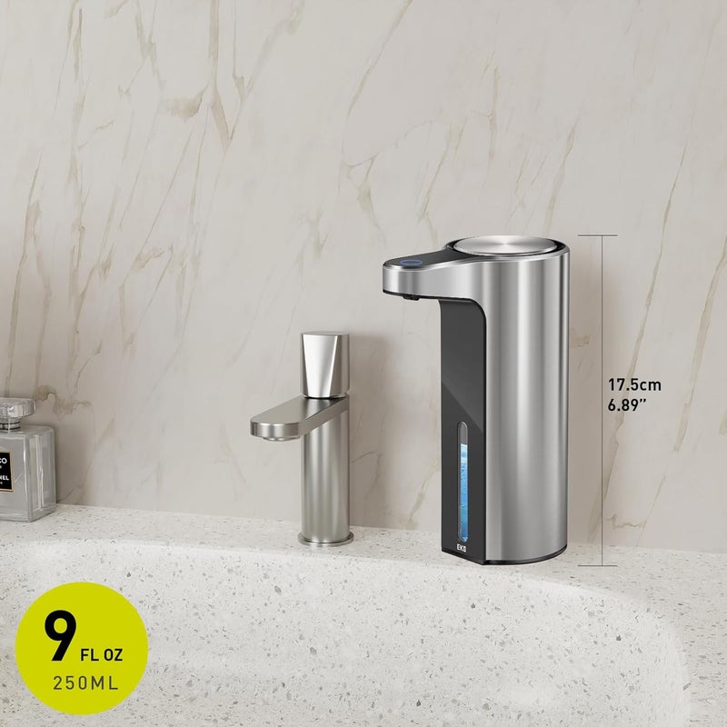 EKO Automatic Foaming Soap Dispenser, Touchless Foam Hand Soap Dispenser for Bathroom and Kitchen, Water-Resistant and Rechargeable, 9 fl oz, Modern Design for Homes and Offices (Stainless) - Image 2