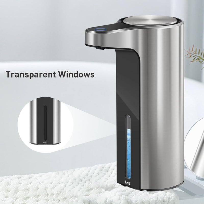 EKO Automatic Foaming Soap Dispenser, Touchless Foam Hand Soap Dispenser for Bathroom and Kitchen, Water-Resistant and Rechargeable, 9 fl oz, Modern Design for Homes and Offices (Stainless) - Image 5