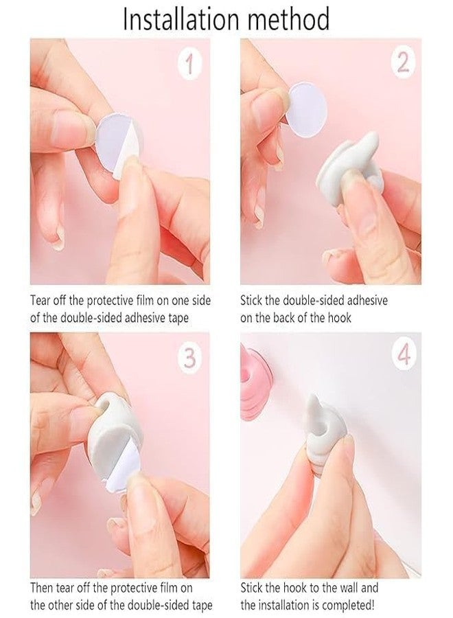 FLIZZOW Self Adhesive Thumb Wall Hooks for Hanging, Cable Clips, No Punching Key Hook Holder, Wall Hangers Silicone Hooks Desk Wire Management, Random Color, Pack of 10 (Big Size), Multicolour - Image 3