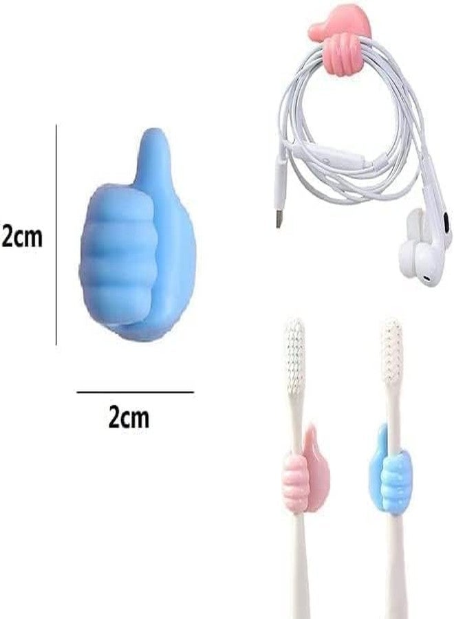 FLIZZOW Self Adhesive Thumb Wall Hooks for Hanging, Cable Clips, No Punching Key Hook Holder, Wall Hangers Silicone Hooks Desk Wire Management, Random Color, Pack of 10 (Big Size), Multicolour - Image 2