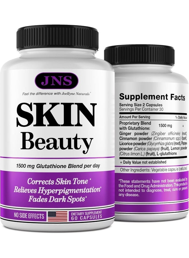حبوب الجلوتاثيون من جولين ناتشورالز - مكمل الجلوتاثيون المصنوع في الولايات المتحدة الأمريكية - جمال البشرة - البقع الداكنة، الكلف، مزيل ندبات حب الشباب، علاج فرط التصبغ - تركيبة مضادة للأكسدة مضادة للشيخوخة - Image 1