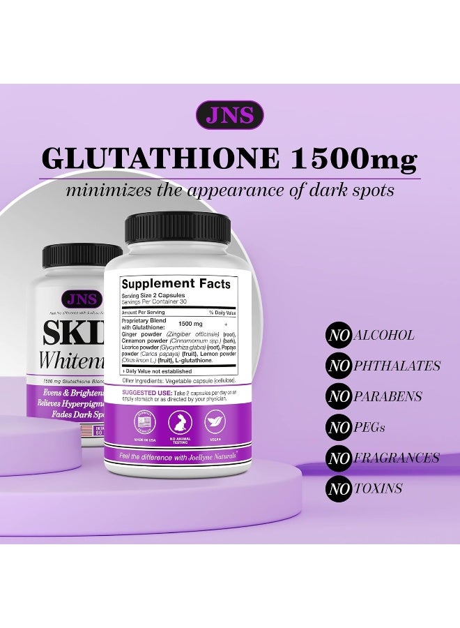 حبوب الجلوتاثيون من جولين ناتشورالز - مكمل الجلوتاثيون المصنوع في الولايات المتحدة الأمريكية - جمال البشرة - البقع الداكنة، الكلف، مزيل ندبات حب الشباب، علاج فرط التصبغ - تركيبة مضادة للأكسدة مضادة للشيخوخة - Image 5