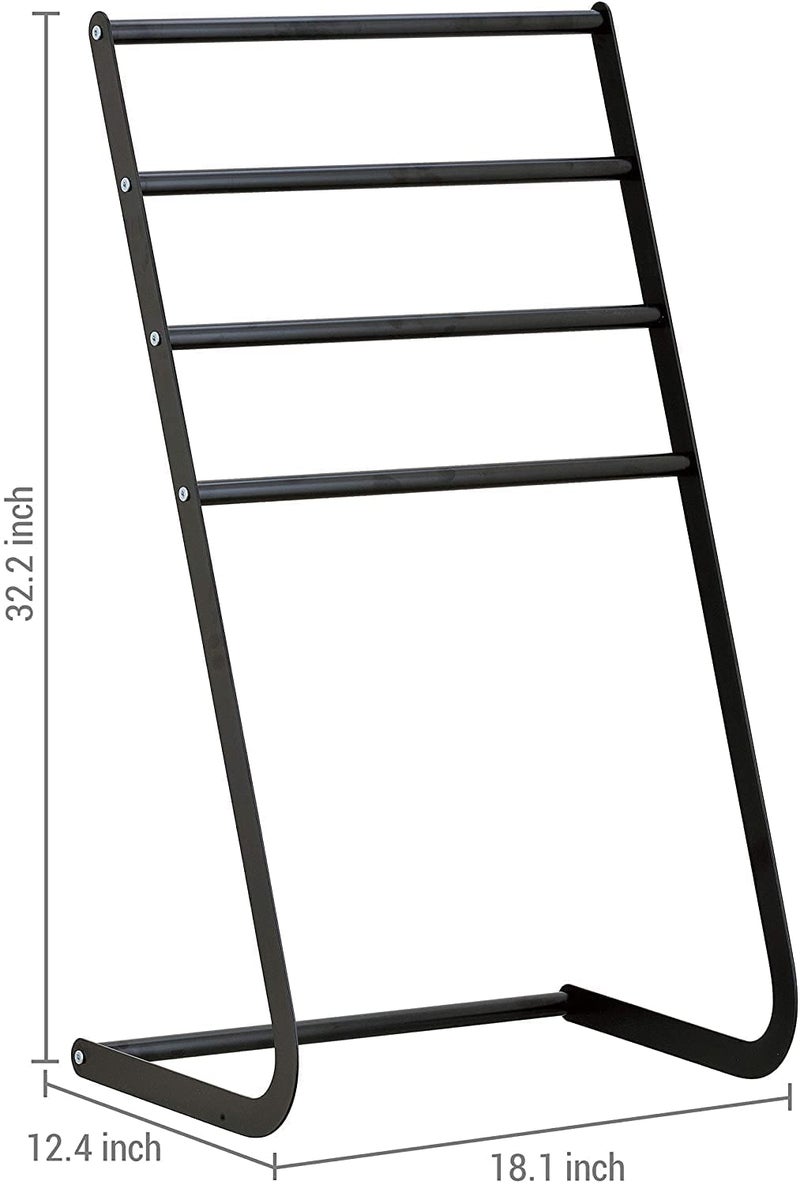 INDIAN DECOR XL60180 Tall Freestanding Metal Towel Rack, 4 Tier Laundry Drying Stand, Clothes Drying Rack Black - Image 3