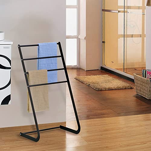 INDIAN DECOR XL60180 Tall Freestanding Metal Towel Rack, 4 Tier Laundry Drying Stand, Clothes Drying Rack Black - Image 2