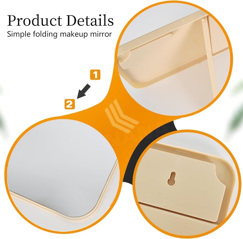 HomeAra Desktop Makeup MirrorFoldable Mirror Simple Portable Princess Mirror Square Mirror Small Mirror with Stand for Women BLUE8INCH Tabletop Mount - Image 3
