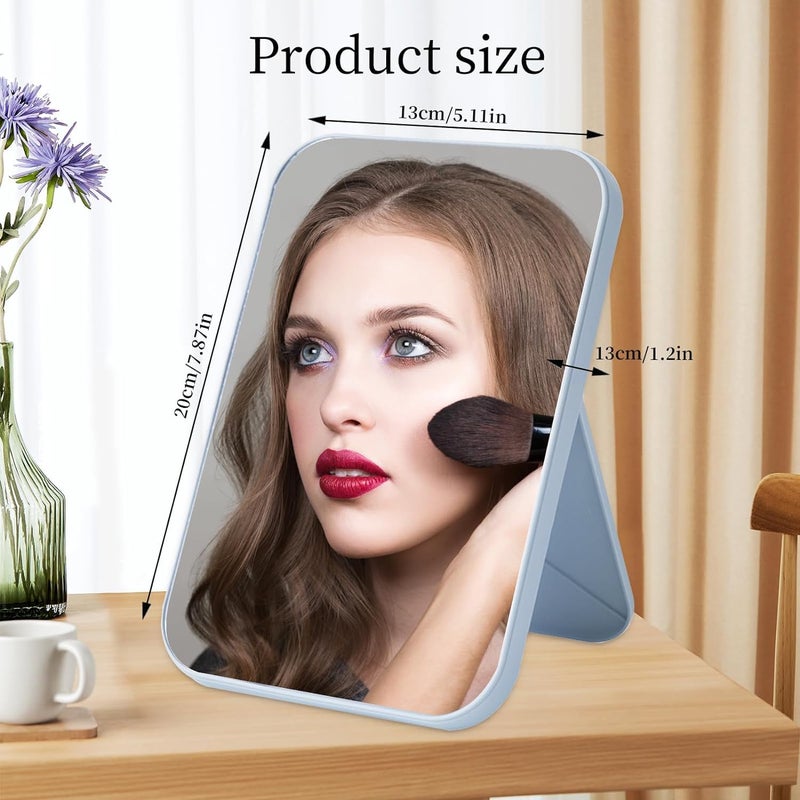 HomeAra Desktop Makeup MirrorFoldable Mirror Simple Portable Princess Mirror Square Mirror Small Mirror with Stand for Women BLUE8INCH Tabletop Mount - Image 2