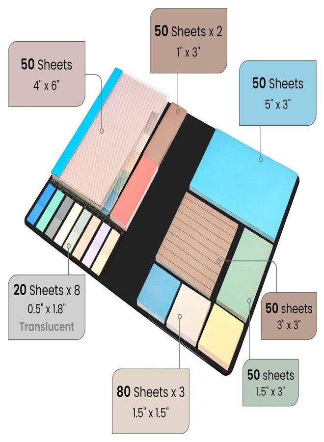 JIURUN Sticky Notes Set 920 Pack, Divider Sticky Notes Tabs, Office Supplies, Planner Sticky Note Dividers Tabs, Book Notes, Back to School Supplies - Image 2