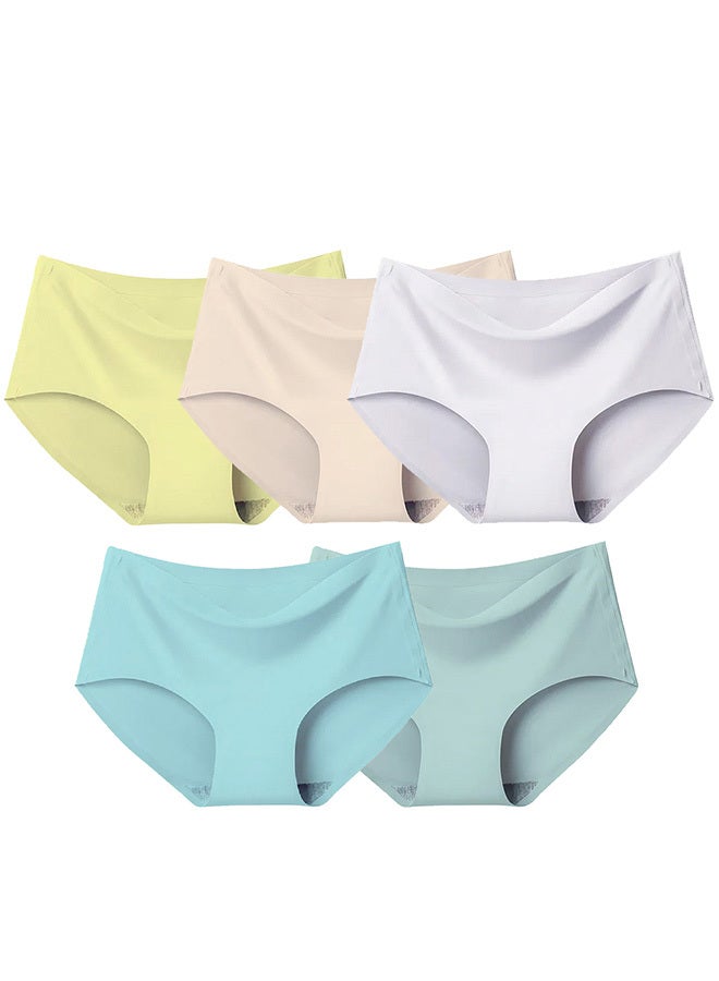 5 Packs Women's Medium Size Underwear Silk Women Lingerie Seamless Women High Rise Underwear Multicolour /M(waist 60-66/Weight 45~55kg)  - Image 2